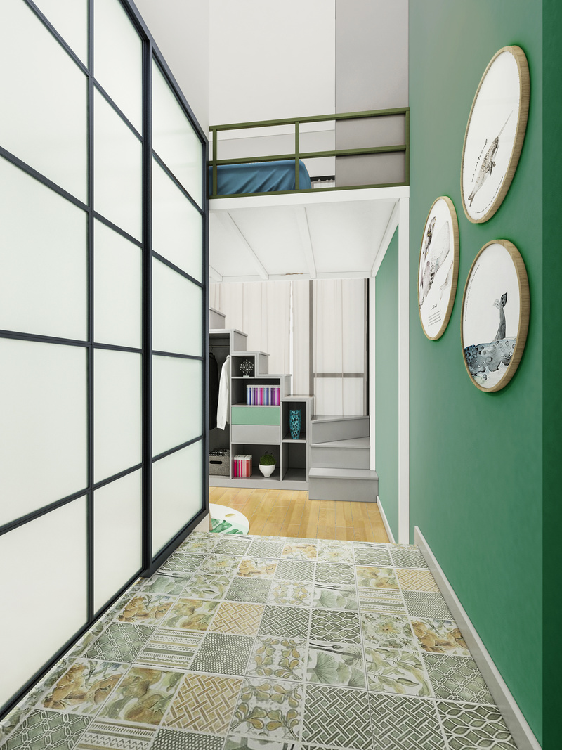 9m²深圳公寓设计 | 活力橙、深林绿、少女粉-3