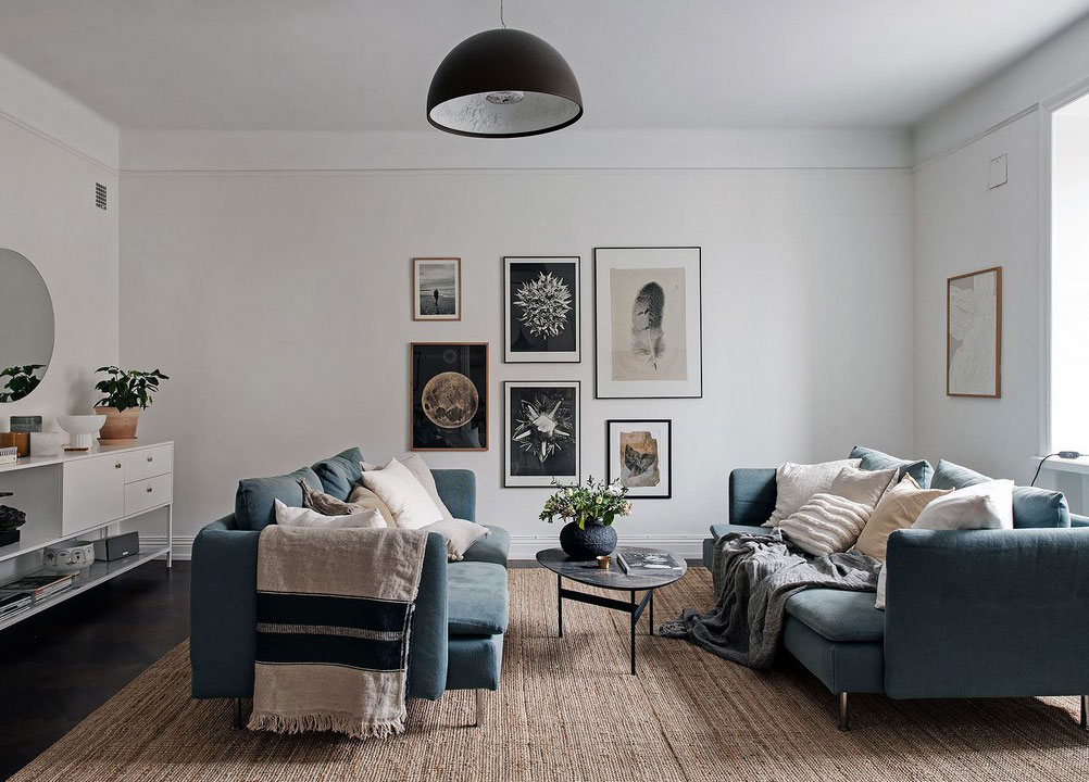 瑞典年轻家庭蓝橙公寓，呈现温馨海洋风格-1