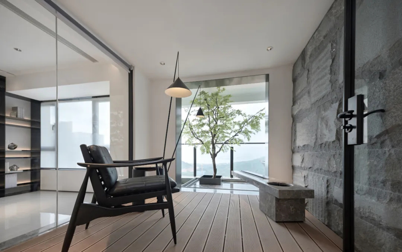 星河山海半岛顶层会所 | 黑与白的极简平衡之道-50