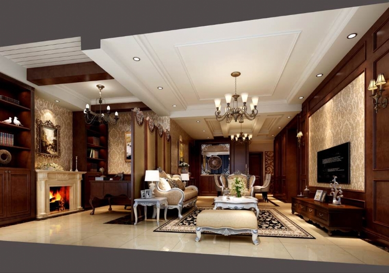 浦江华侨城120平三居室美式风格装修-8