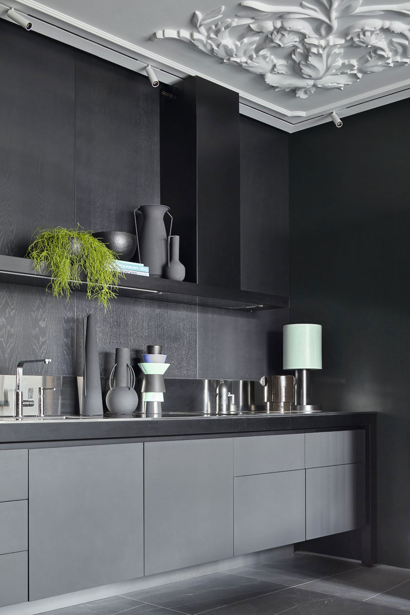 莫斯科 73㎡现代简约公寓 | 暗色调与灰泥的完美融合-7