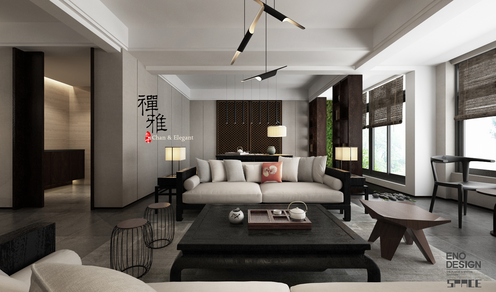 禅·雅新中式客厅设计-1