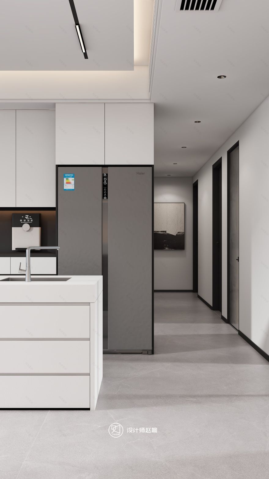 135㎡黑白灰风格住宅设计-16