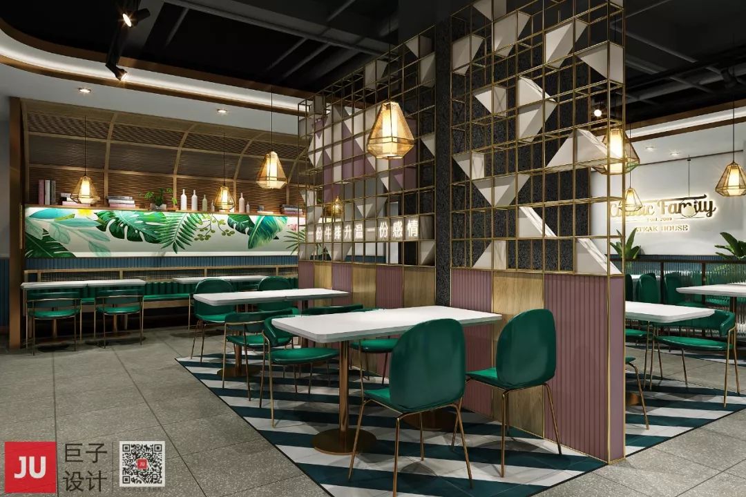 七巧板元素打造独特牛排餐厅空间-39