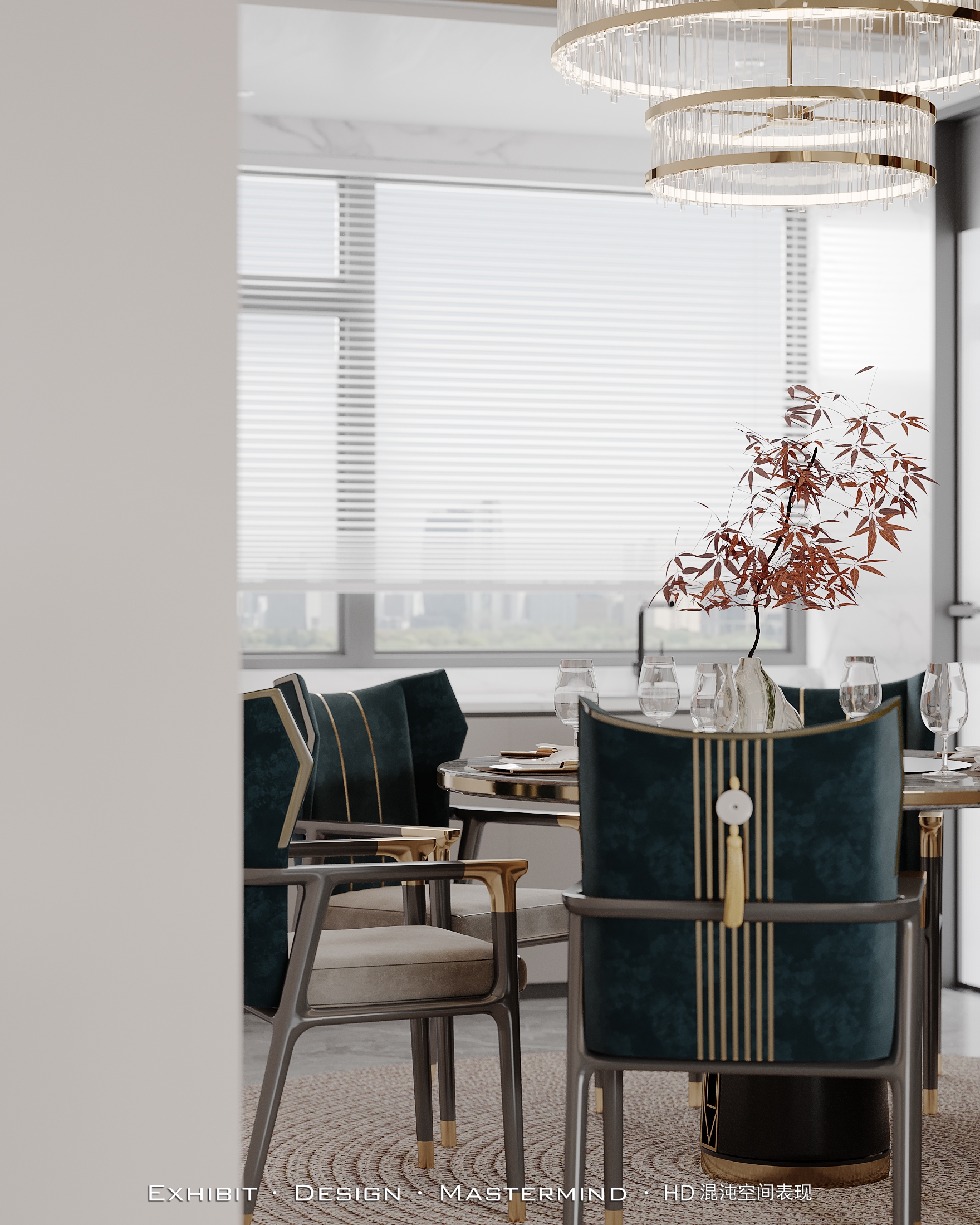 新作首发 新中式风客餐厅×混沌空间视觉表现-5