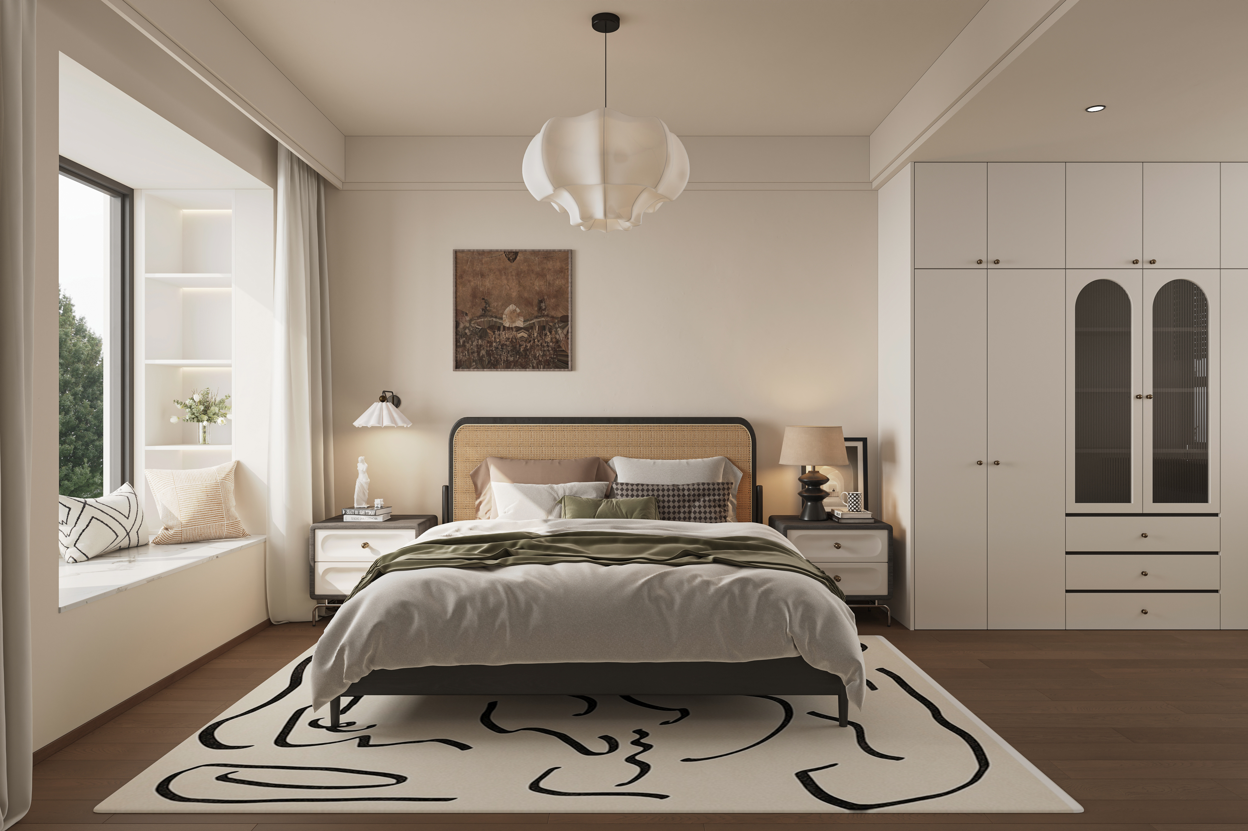 绘感视觉设计——中古风客餐厅主卧设计-5