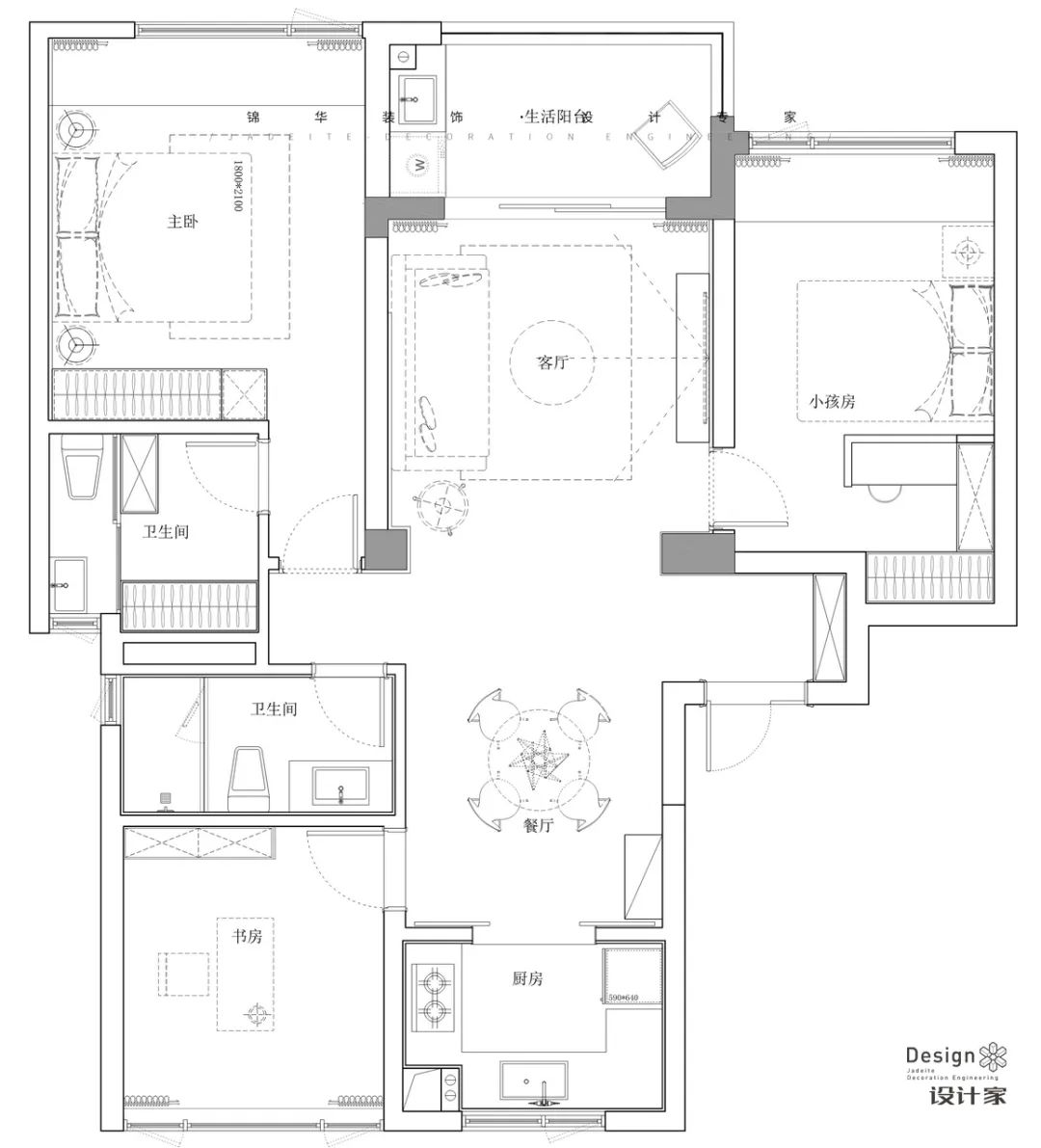 110㎡精装房改造丨锦华装饰-5