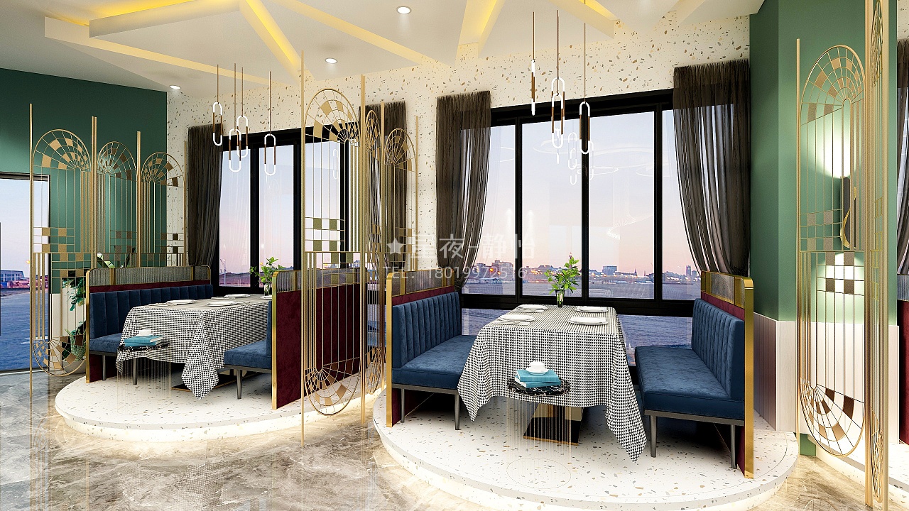 西餐厅工装效果案例-0