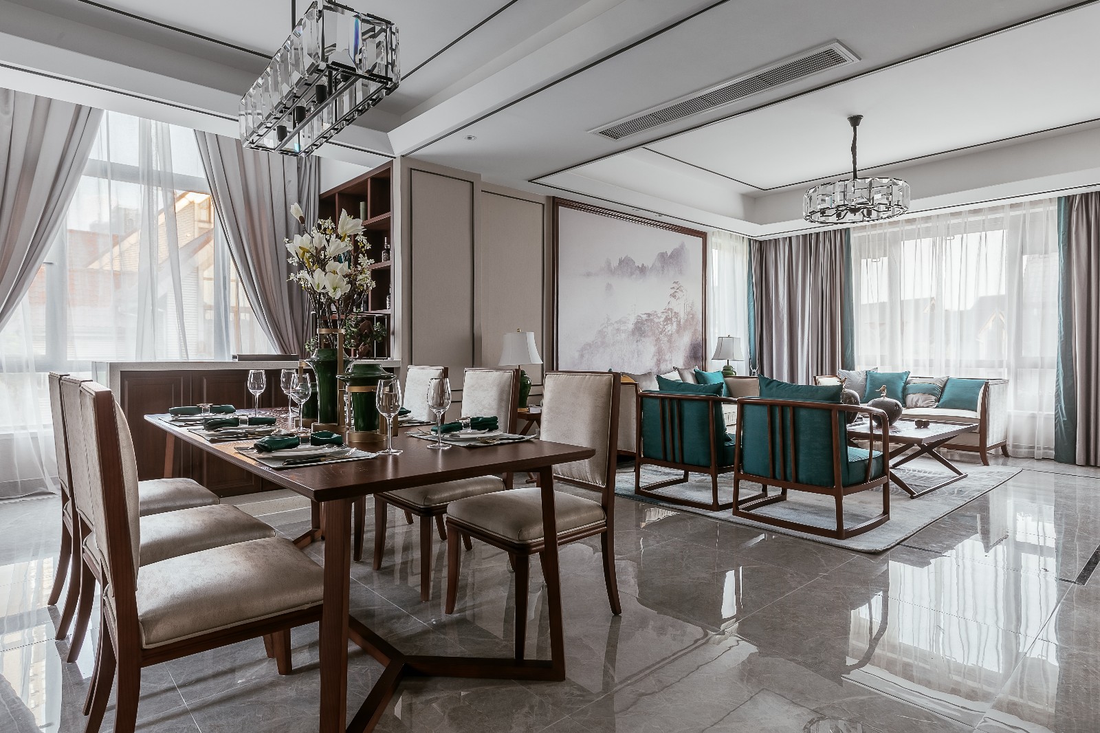 太湖新中式样板房  苏州玉玺室内设计-3