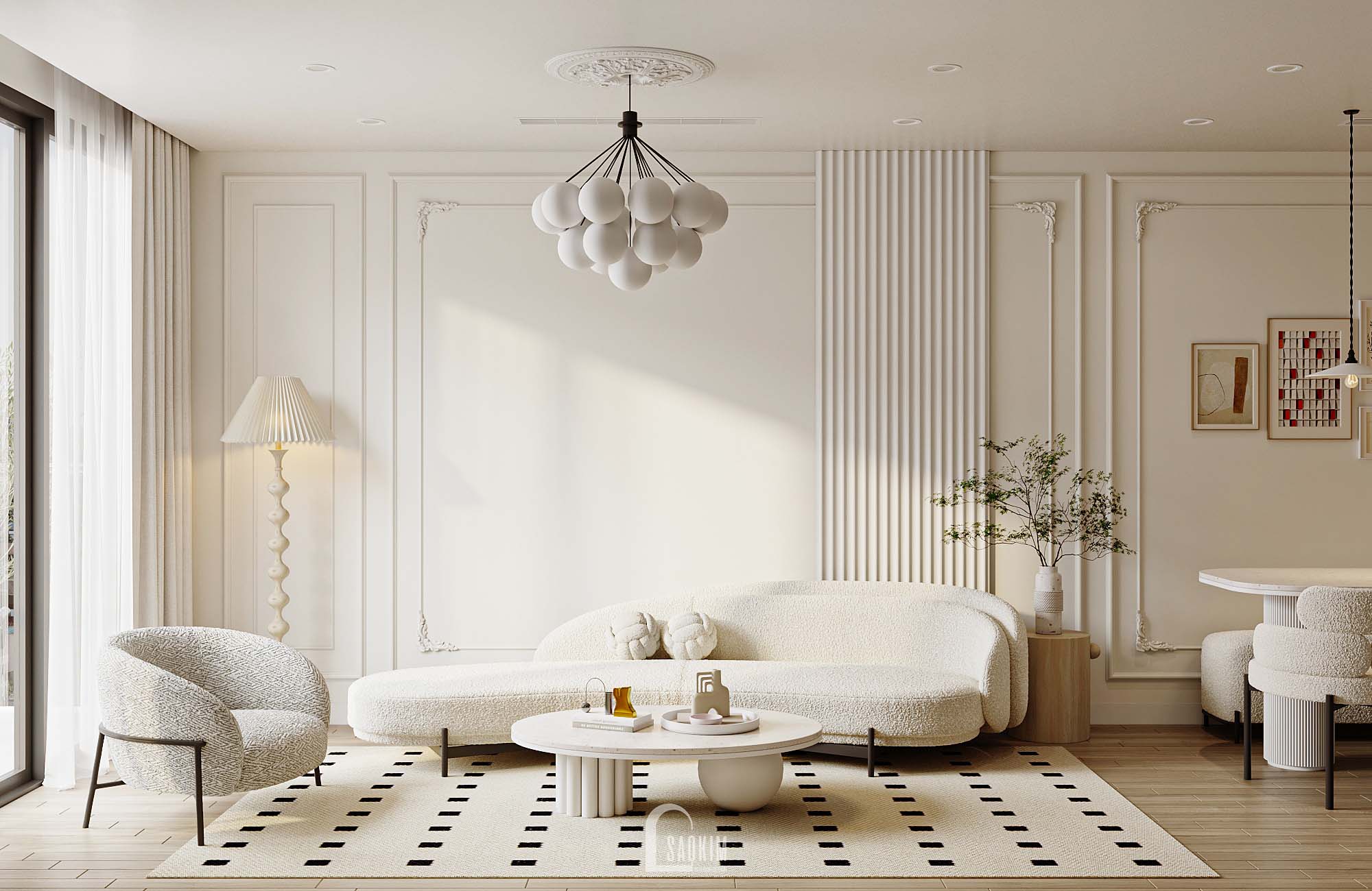 Korea Chic x Parisian style apartment Green Diamond-4