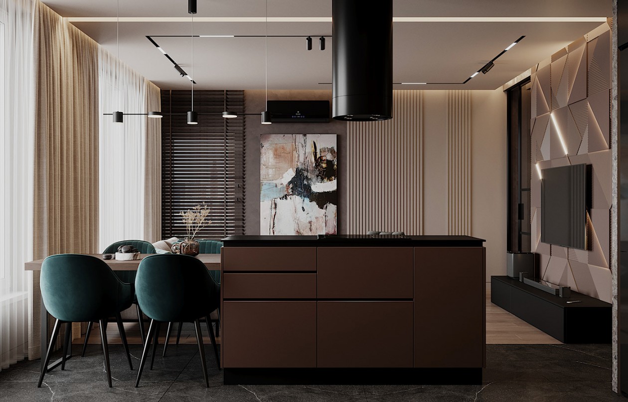 80㎡深色系公寓，隐匿于生活中的美好-15