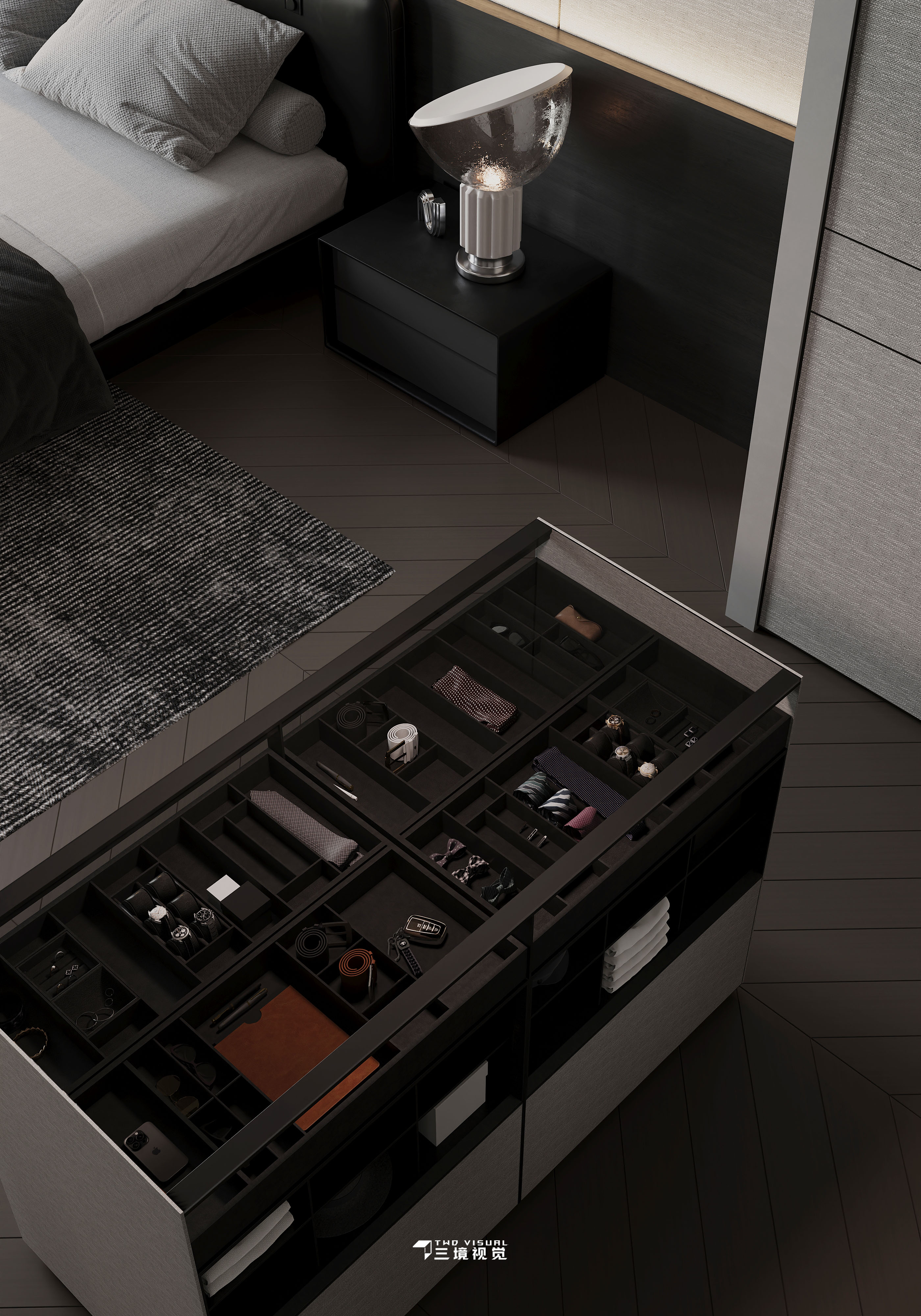 住宅-180平暗黑现代风设计-11
