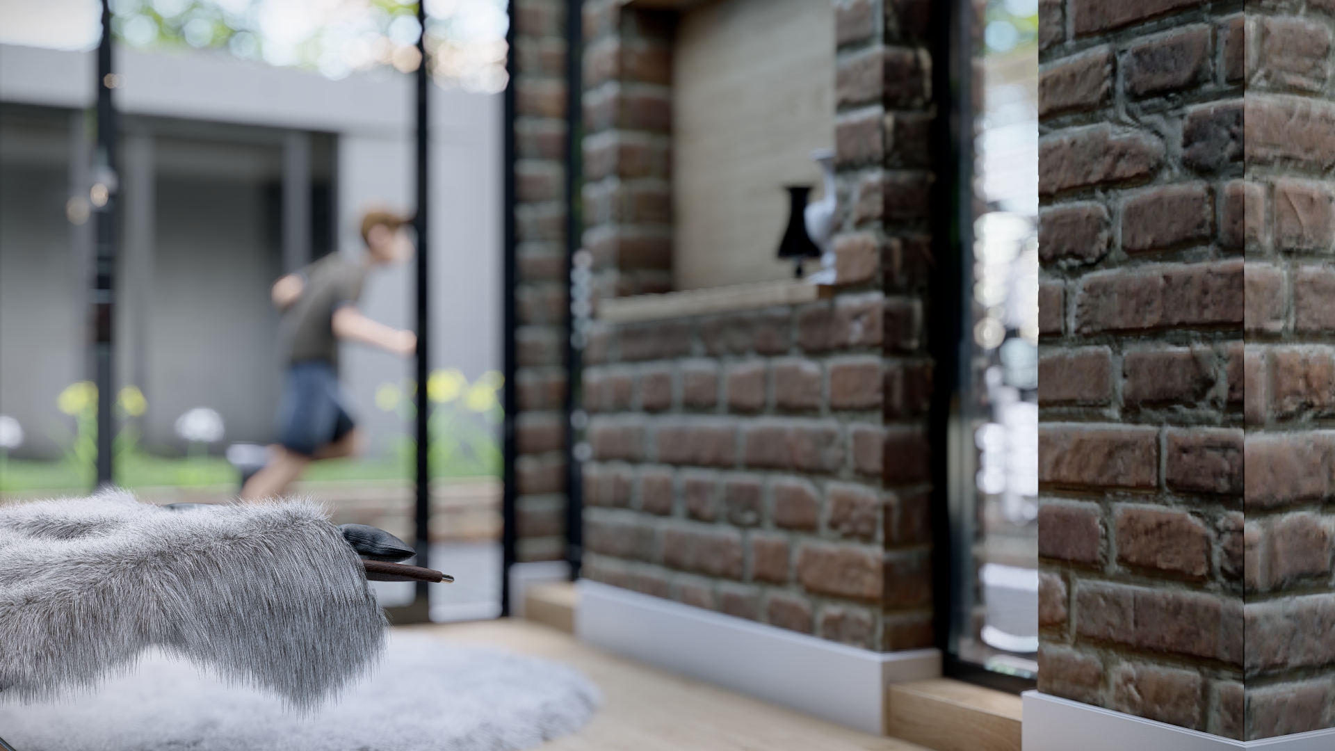 تصميم داخلي لمطبخ مع باكيارد لفيللا بالسعودية-0