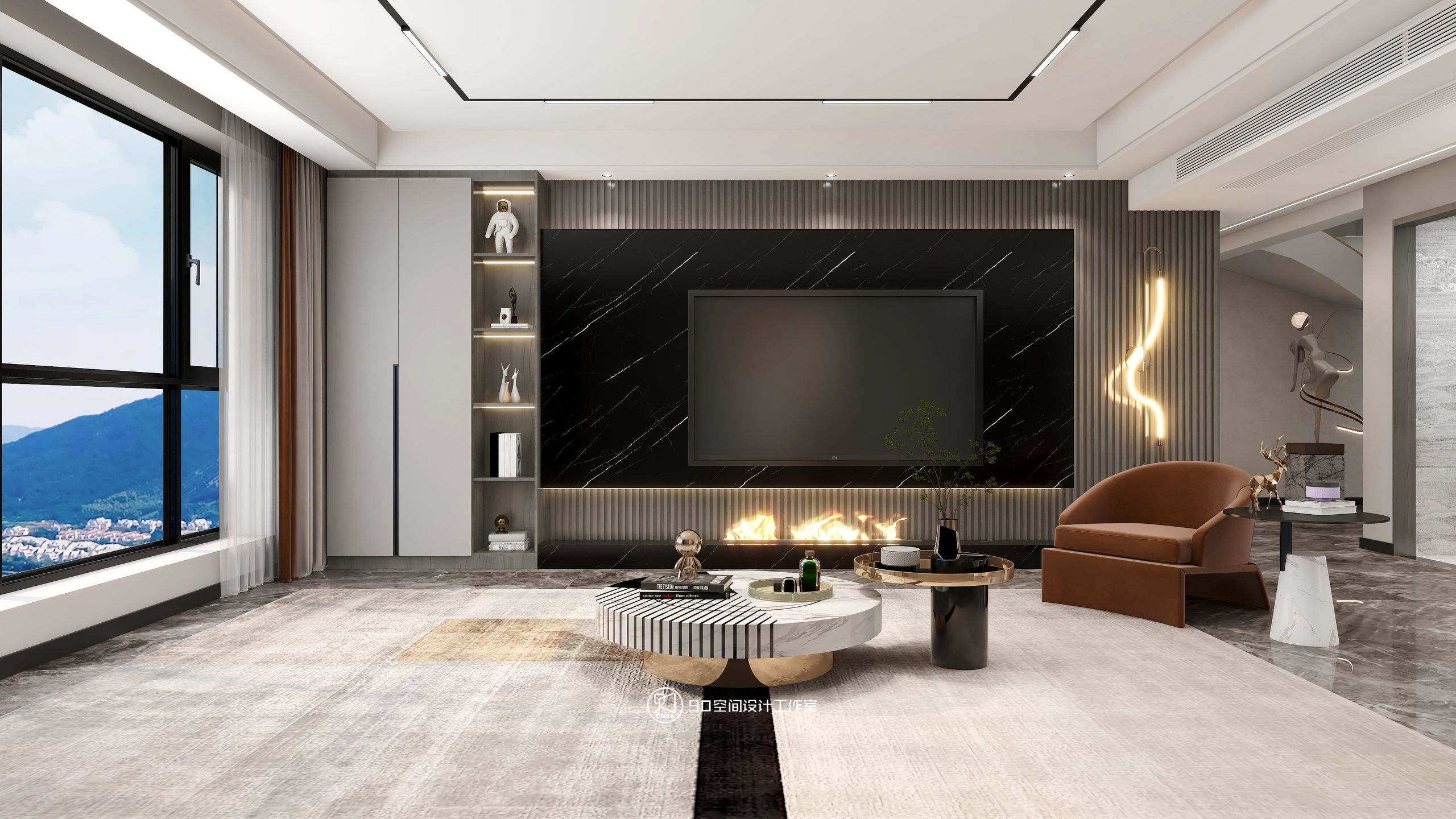 189㎡轻奢复式住宅设计丨90 空间设计-6