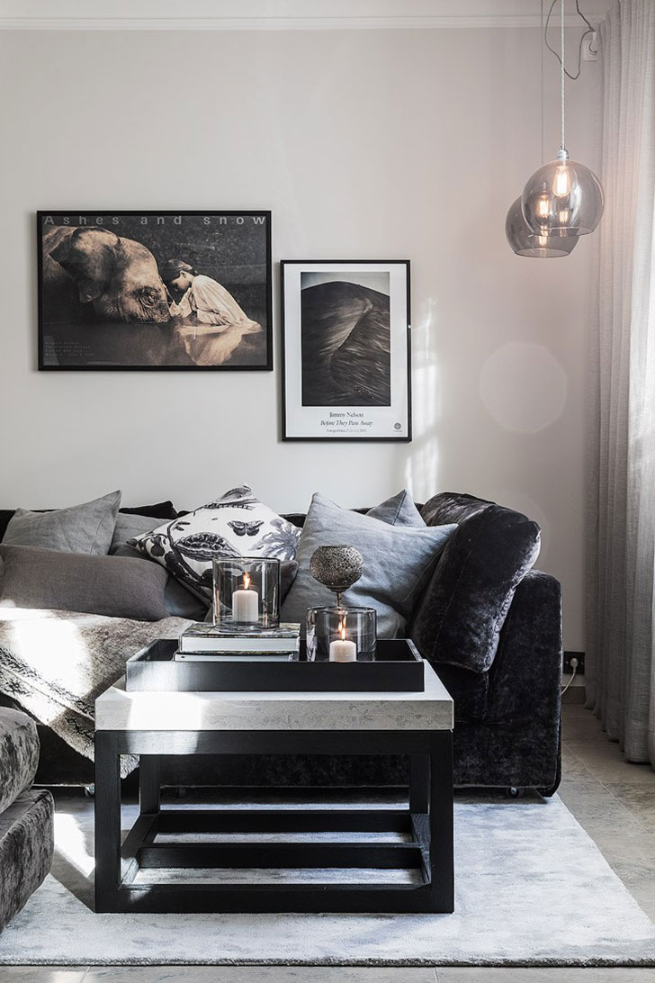 瑞典 96 平米黑白优雅公寓 | 简约风格的艺术呈现-3