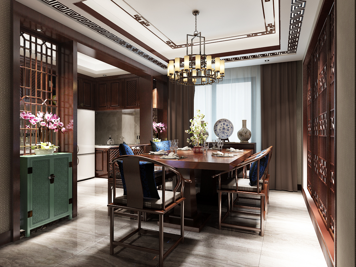 新中式 中式古典 奢华家装别墅样板房-15-37
