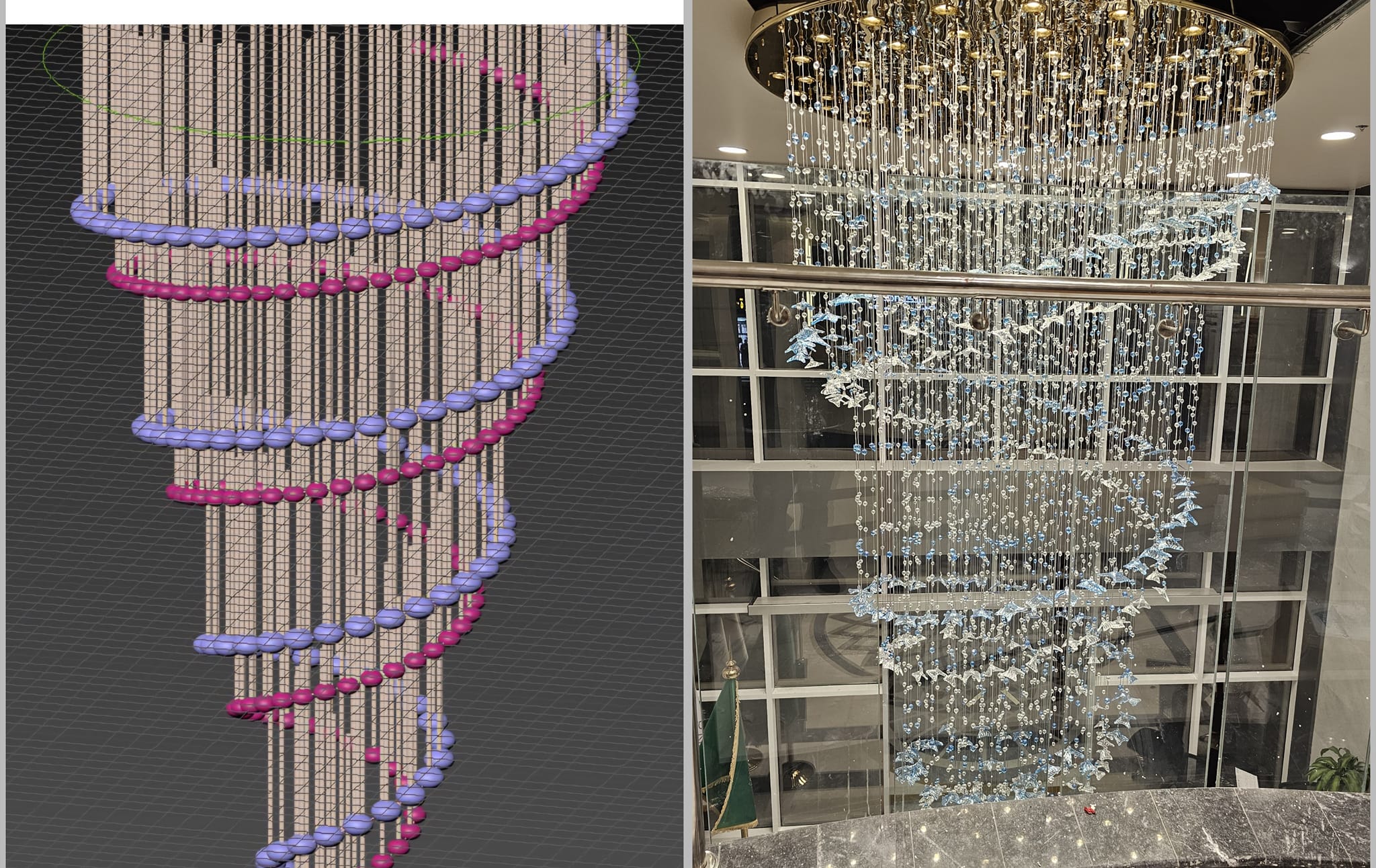 Chromatic Threads An Experimental Glass-Wire Chandelier-0