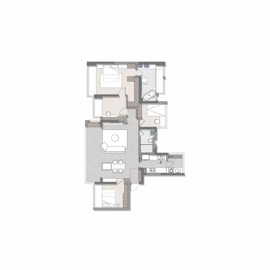 蓝润城 138㎡现代风四室两厅设计丨中国成都丨成都宏福樘设计-10