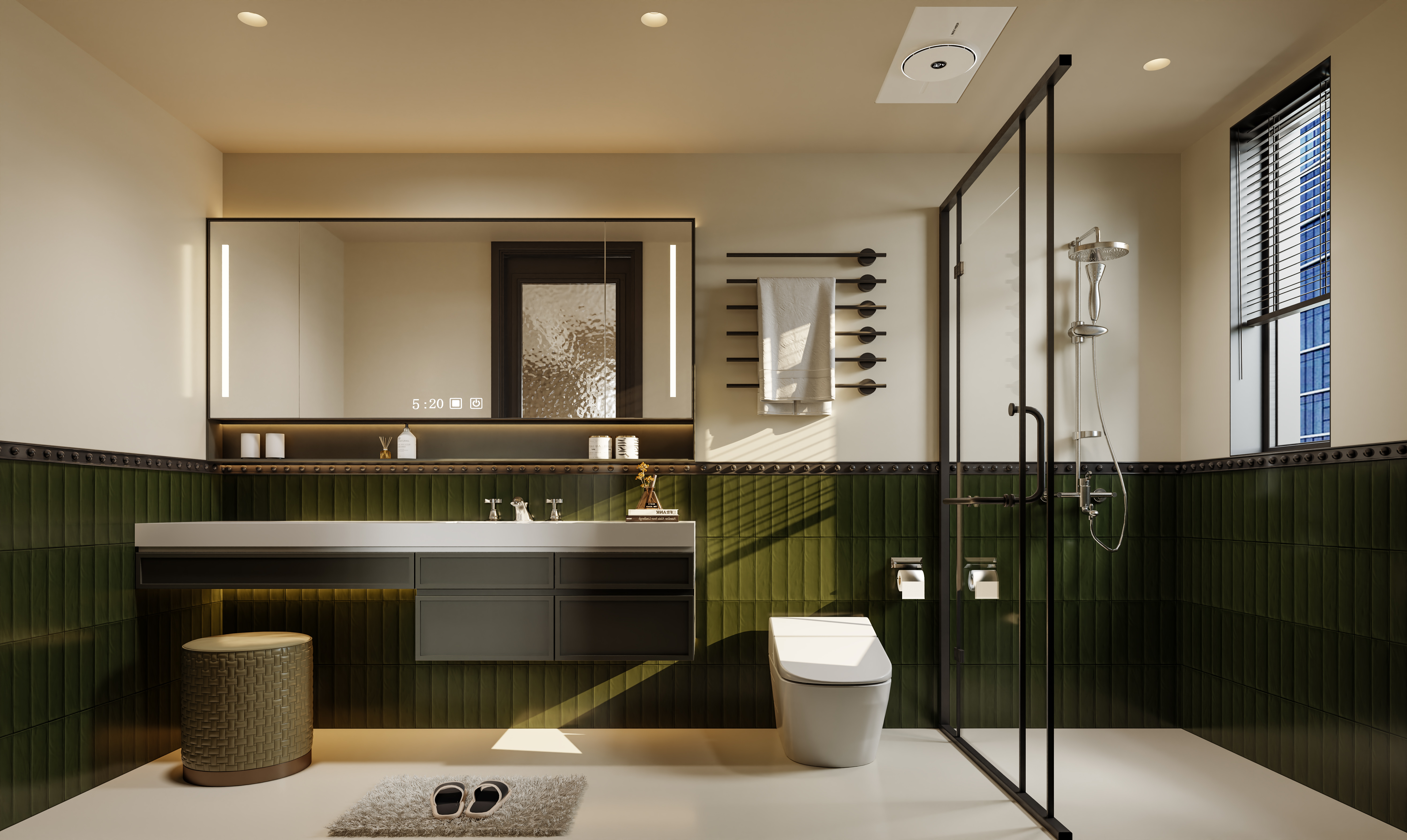 复古现代法式客餐厅卧室效果图表现-7