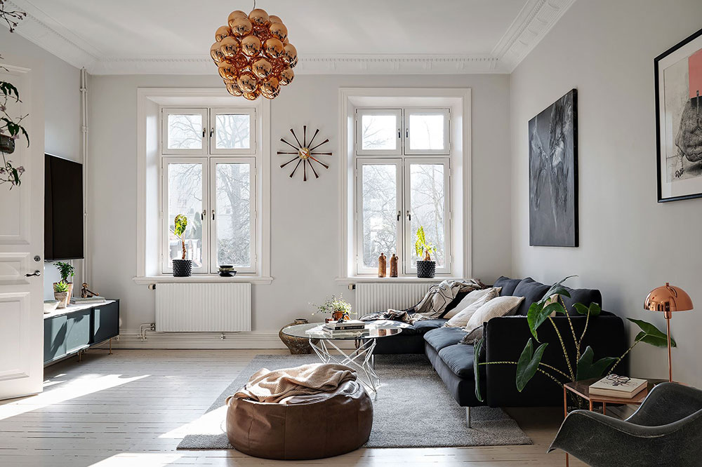 北欧风格公寓的彩色厨房设计-19