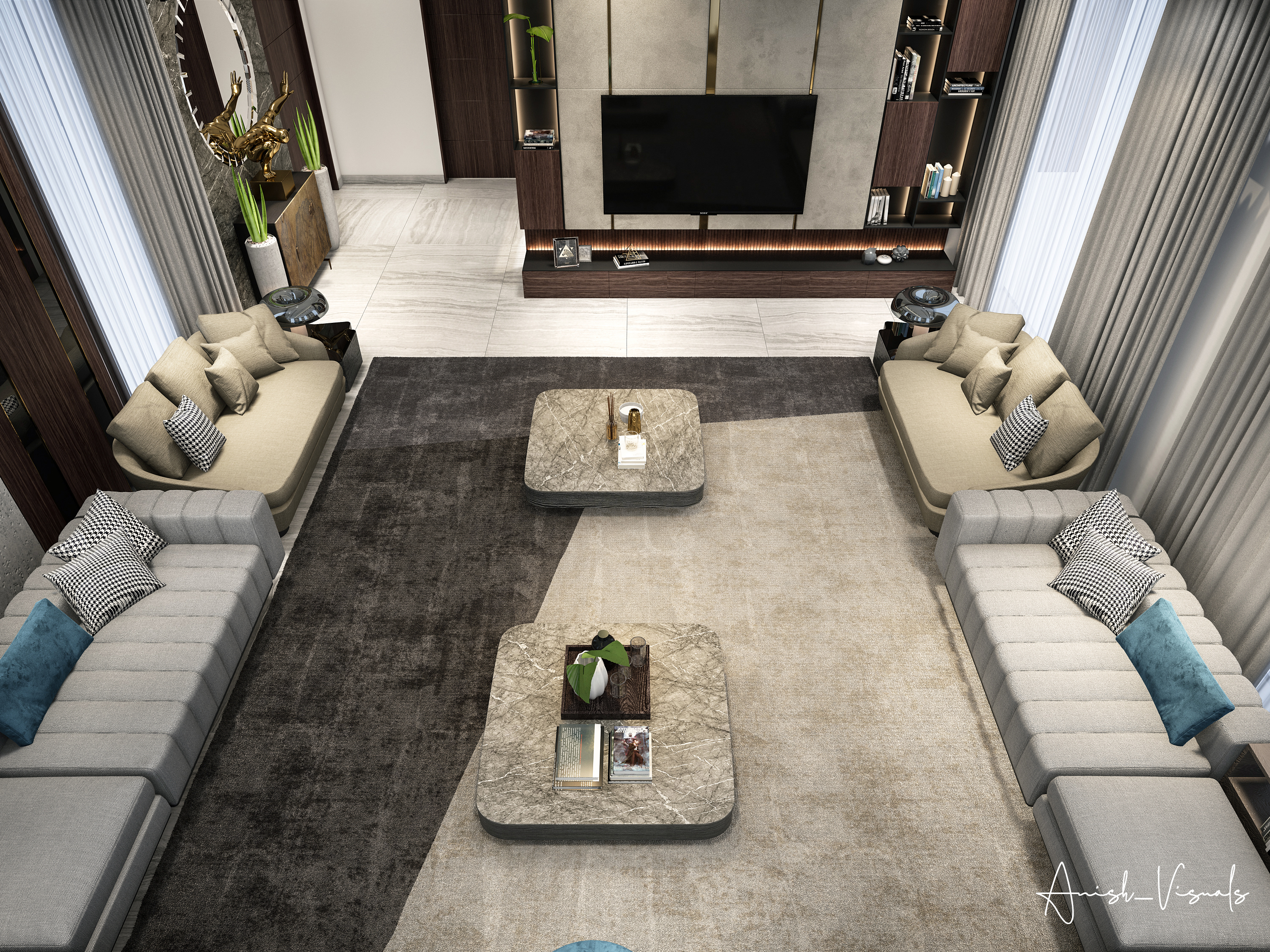 FAMILY LIVING & DINING 室内设计丨阿联酋迪拜丨Anish_ Visuals-9