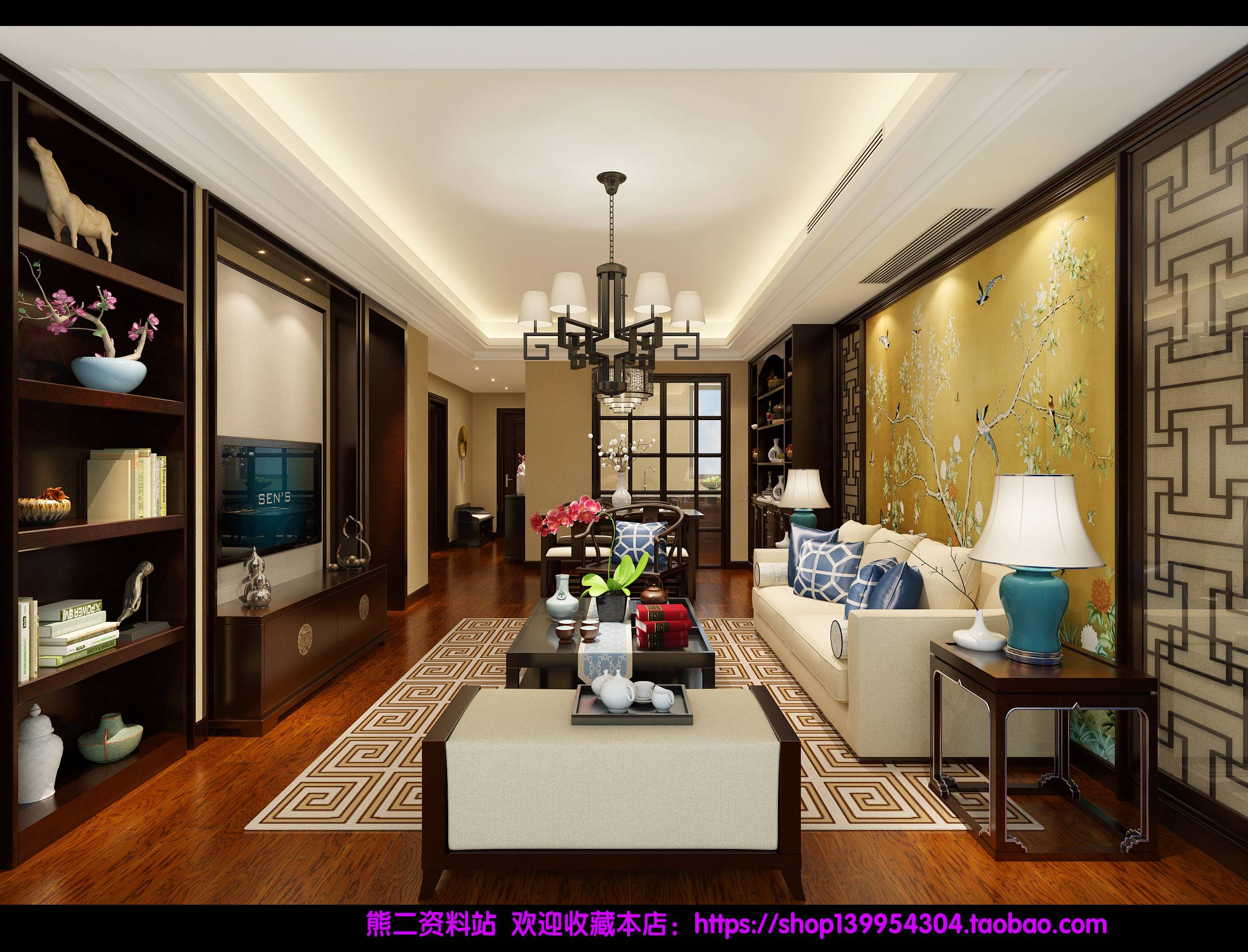 新中式 中式古典 奢华家装别墅样板房-12-11