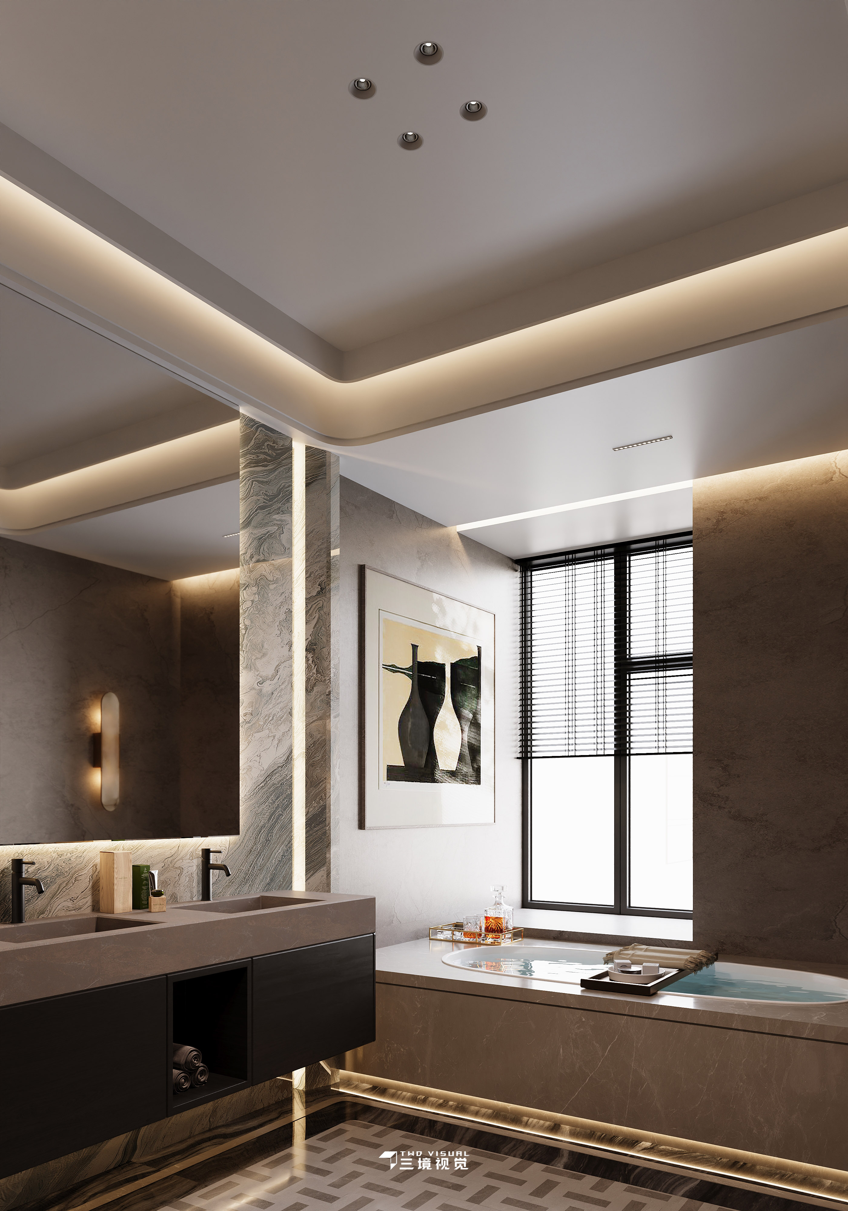 住宅-意式轻奢书房卧室设计-9