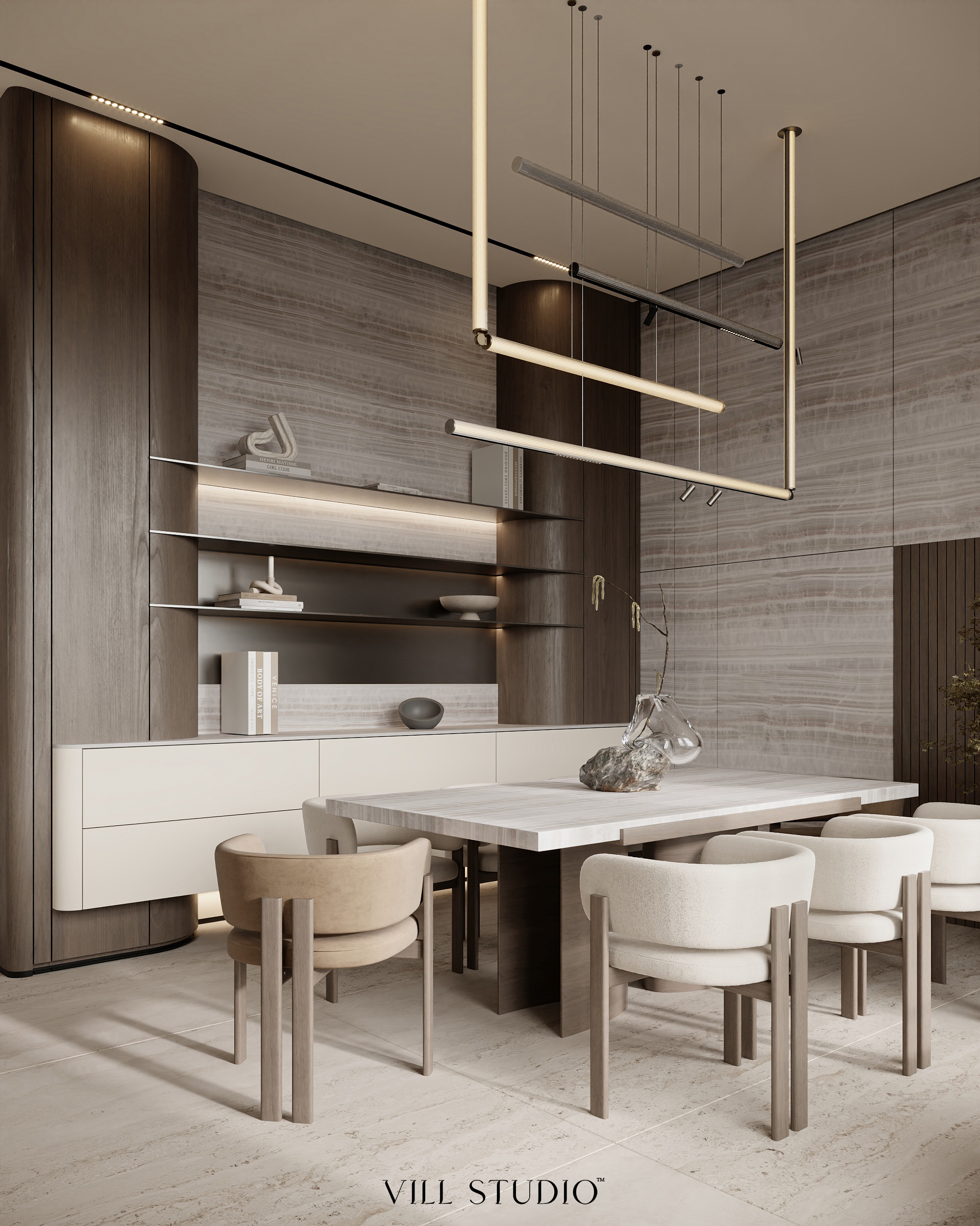 LUXURY VILLA LIVING & DINING INTERIOR DESIGN | KSA-20