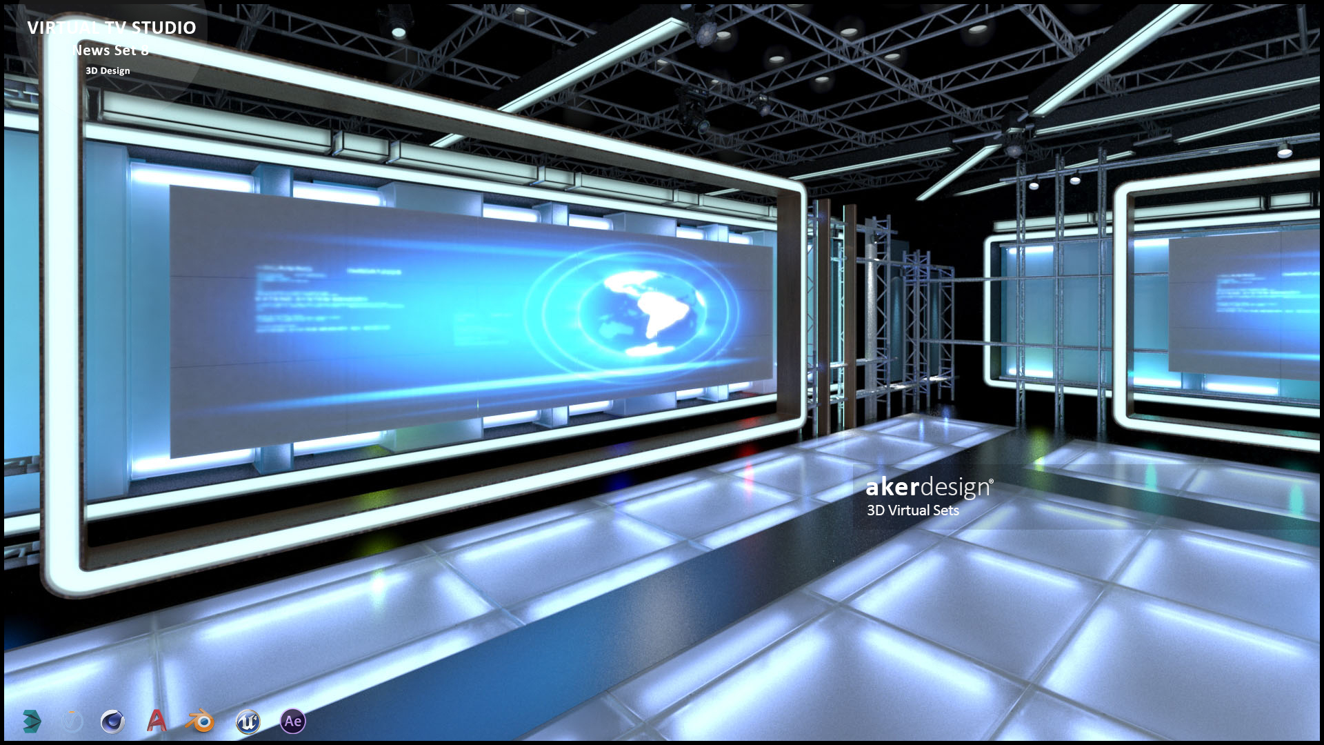 虚拟电视演播室新闻布景 8-16