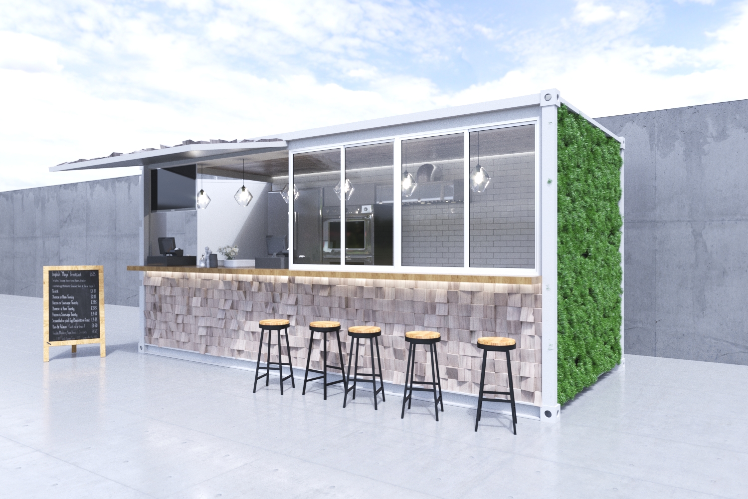 3D 20ft Containers concept (BAR , KITCHEN , WC)-3