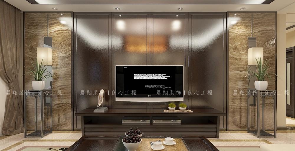 云水园 124㎡中式三居室 深色调营造开阔空间-8