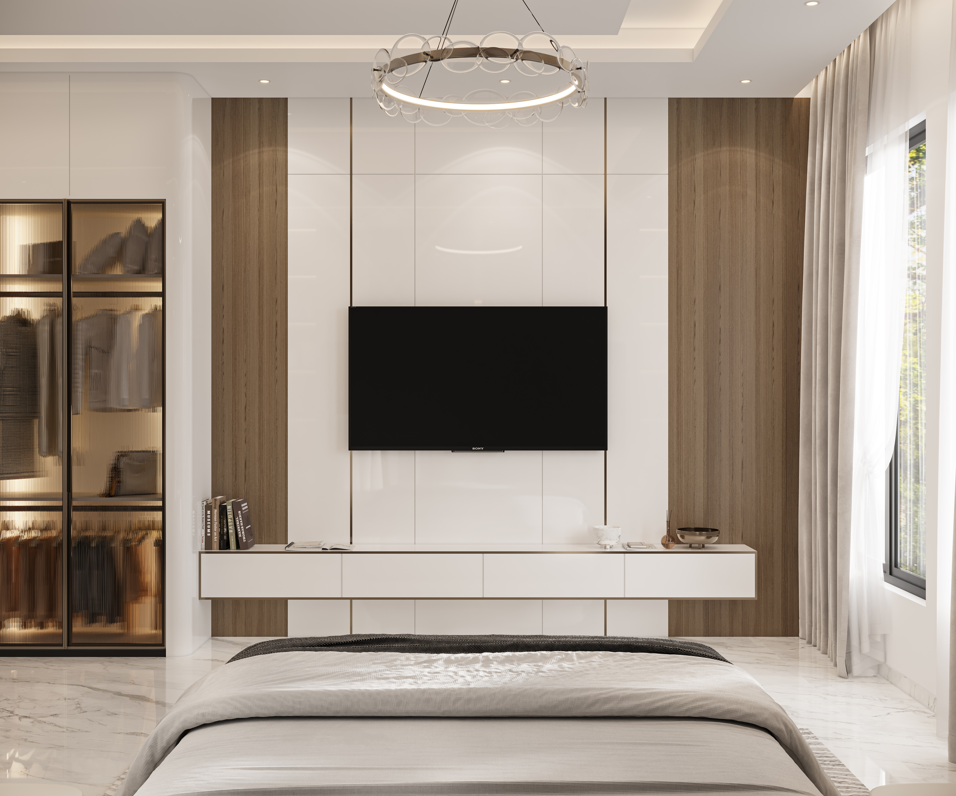 Master Bedroom Tv Unit And Wardrobe-6