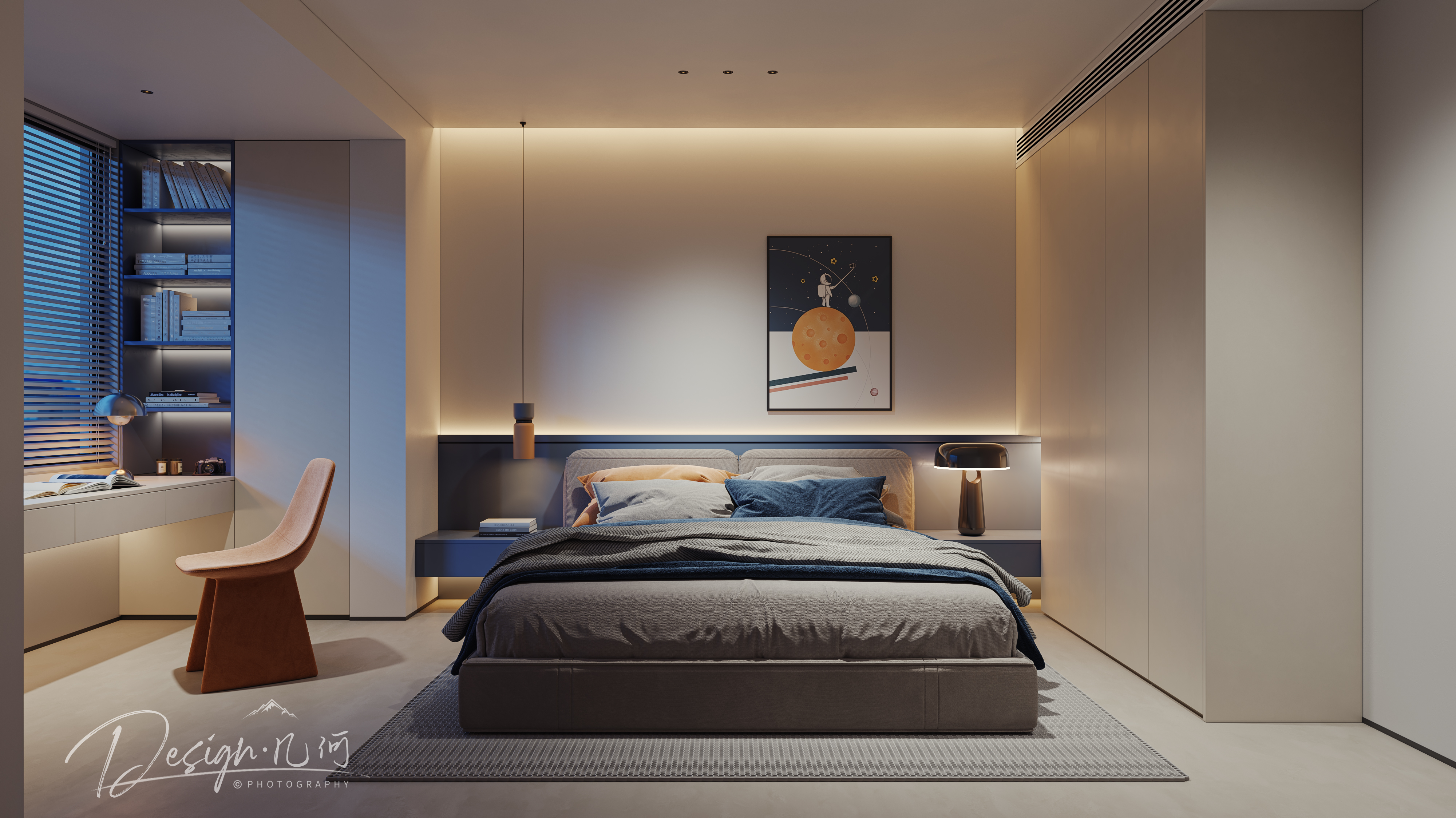 几何空间视觉表现 | 正荣府现代奶油风客餐厅-7