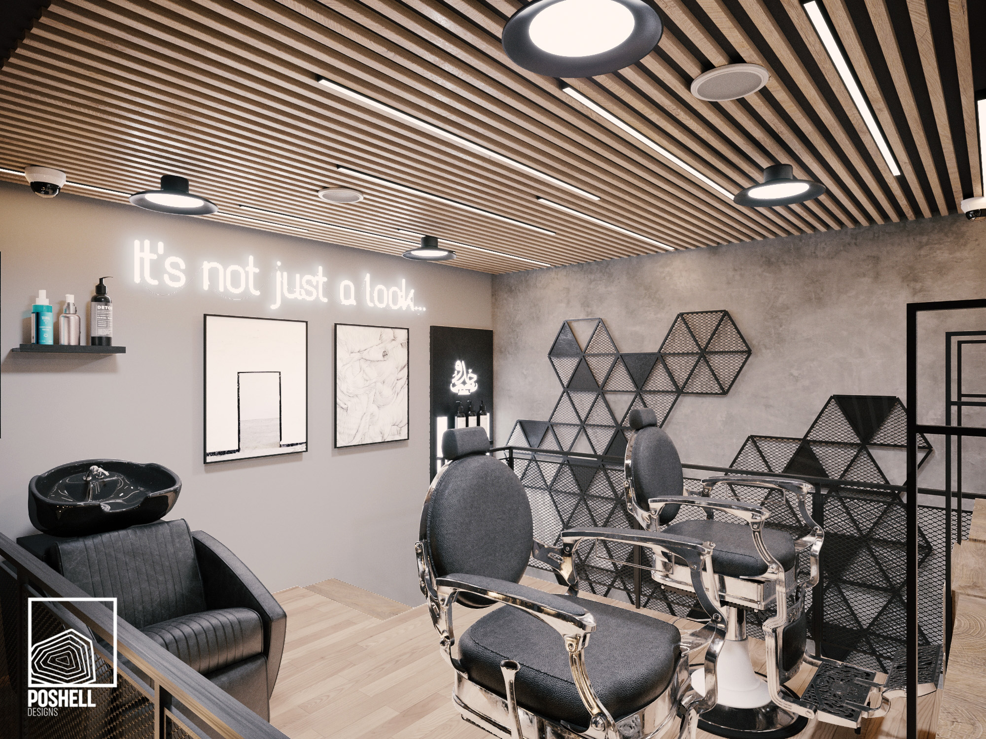 理发店设计 商业丨EgyptCairo丨Poshell Designs-13