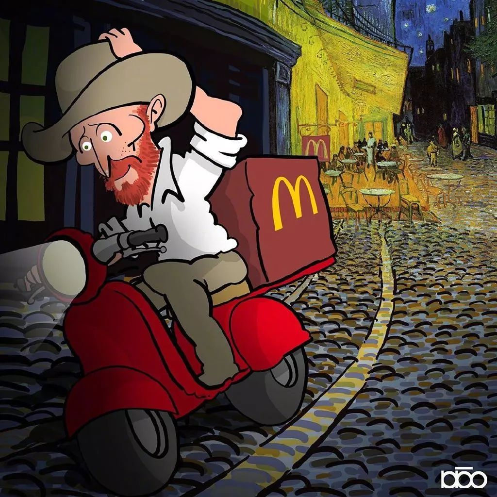 梵高生活艺术化,伊朗插画家漫画致敬经典-29