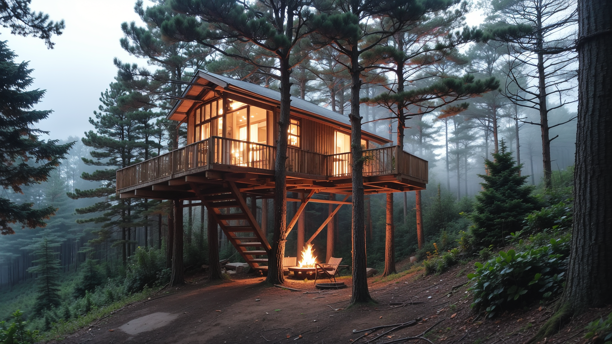 AI创意设计50-树屋篝火-10