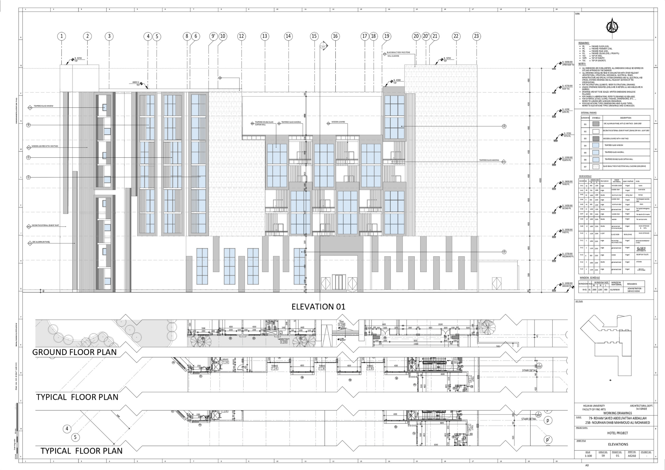 RENOS(3  STARS HOTEL)技术绘图项目丨赫勒万大学美术学院建筑系-24