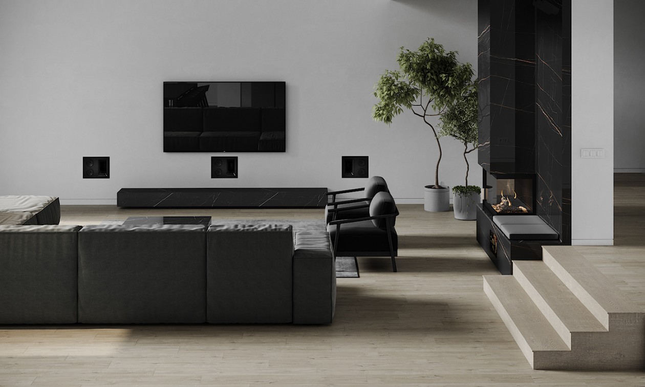 乌克兰基辅650㎡高级黑+简洁白 极简风公寓-4