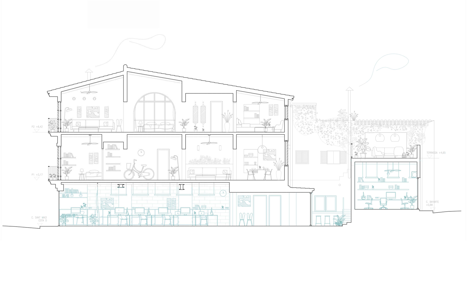 Coworking Sant Magì · 历史建筑改造的现代共享空间丨西班牙丨BARRI Studio-17