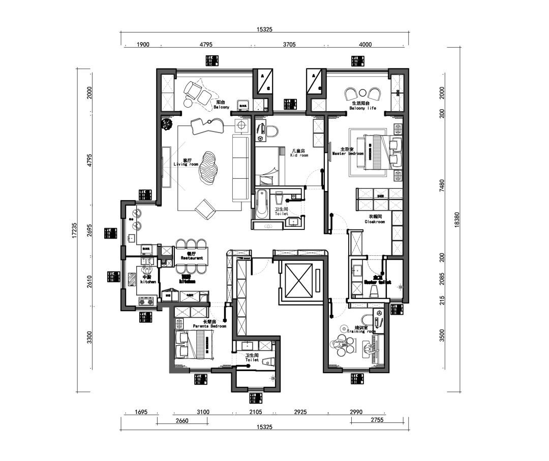 《声韵》 | 190㎡平层大改,孩子可以在家骑滑滑车!-19