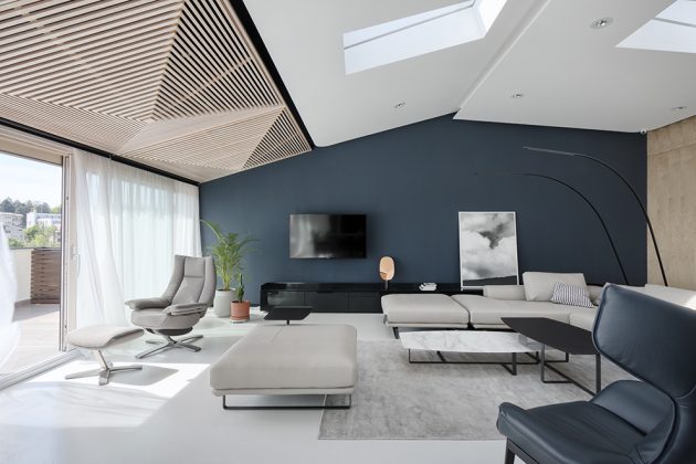 贝尔格莱德Dedinju带木质格栅结构的顶层公寓丨Studio Autori-30