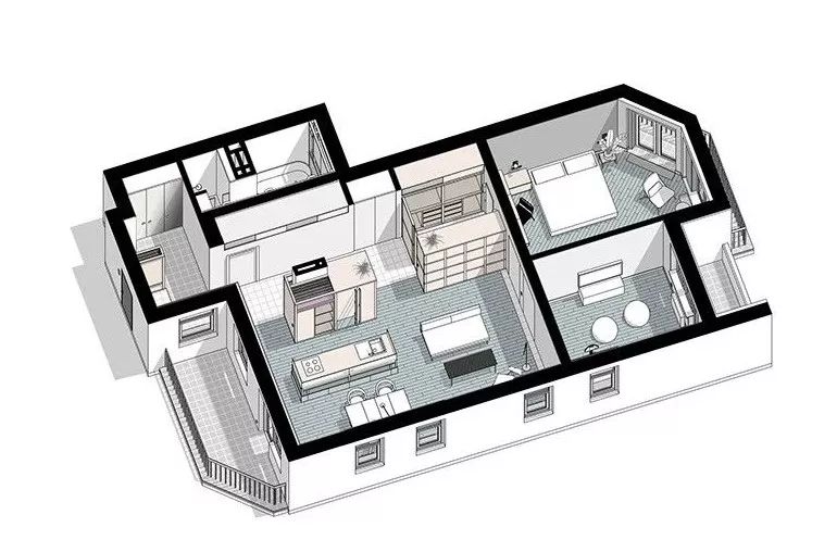 117㎡ 两室一厅，简单不失设计感-2