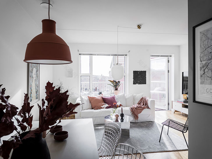 粉色点缀的哥德堡白色公寓-12