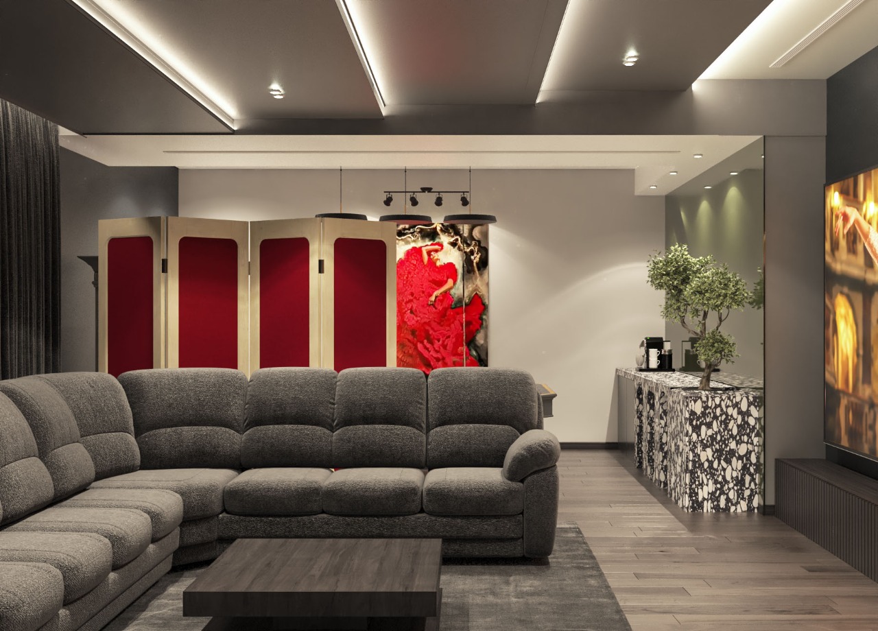 Contemporary,home cinema, billiard, terrazzo-5