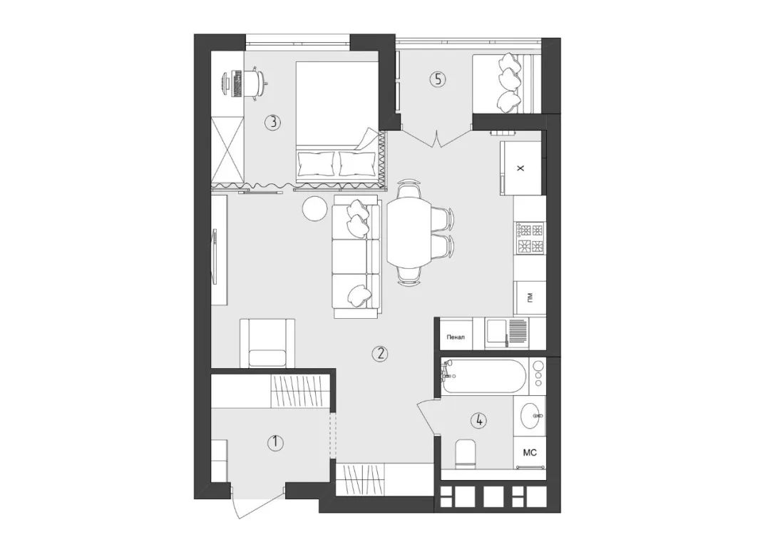 46㎡小宅空间设计丨Merra Architects-7