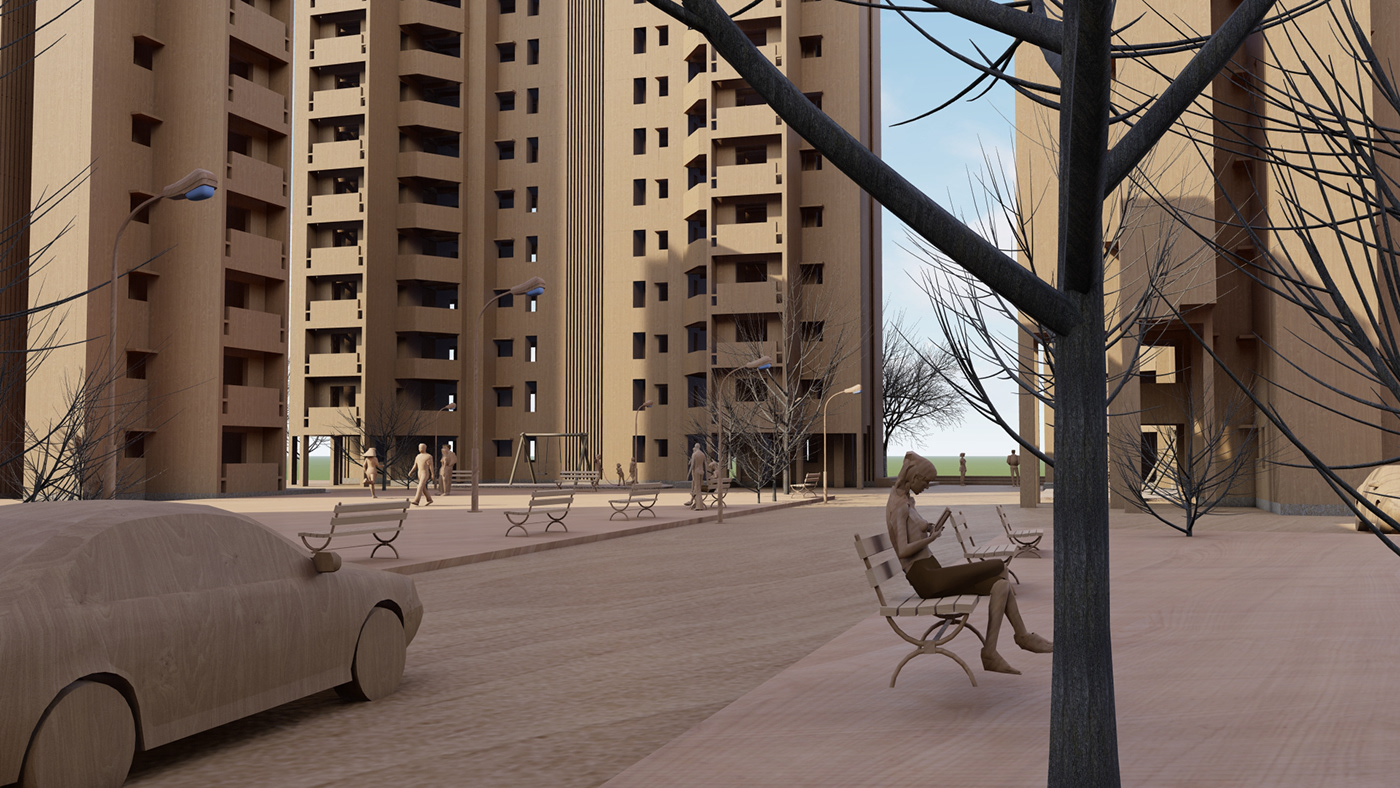 Anastasiya Gushchina丨公寓建筑丨Architectural maquette model-4