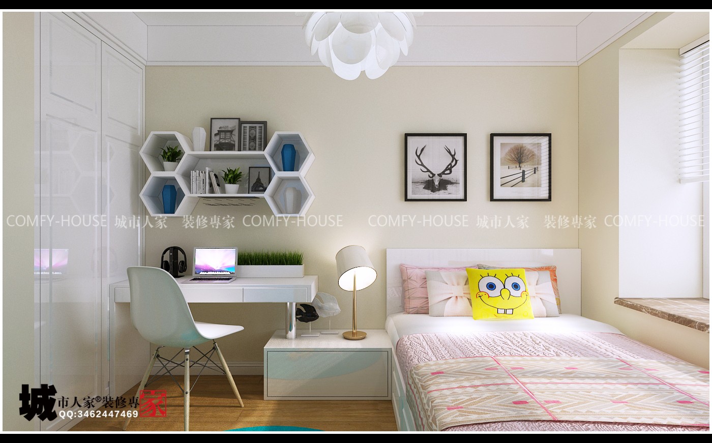 中国MALL(百步亭)两室两厅90平北欧风格装修-13