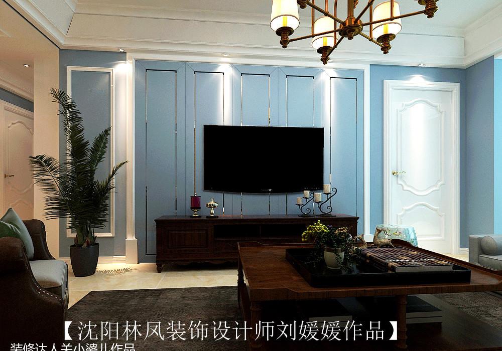 
格林玫瑰湾两居室简欧风格装修效果图1 -0