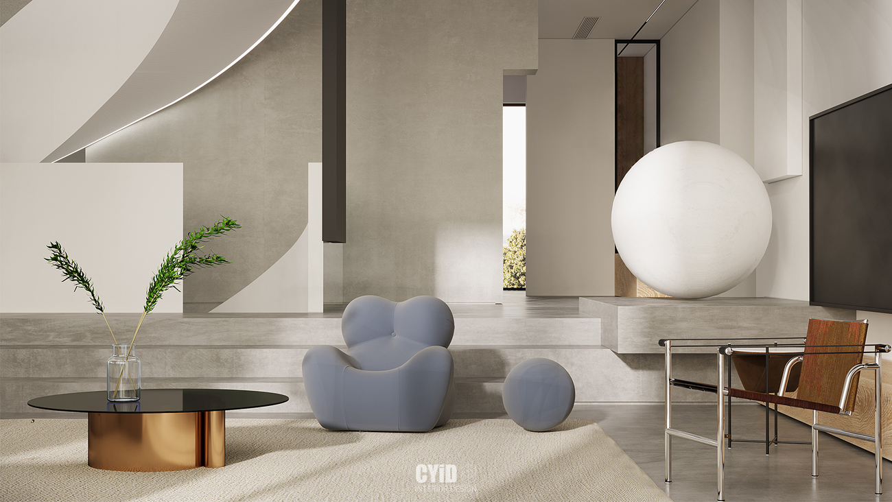 辰佑设计│现代别墅曲线美学与结构美-20