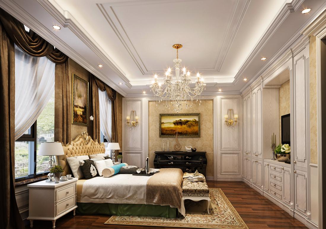 简欧风别墅设计 | 会客厅、影音室、次卧、主卧、茶室-9